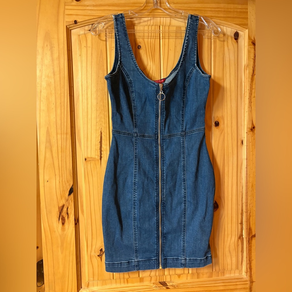 Guess Denim Zip-Front Mini Dress